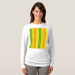 Yellow Orange Green Vertical Stripes Design T-Shirt