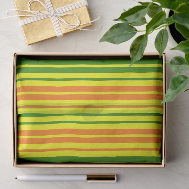Yellow Orange Green Vertical Stripes Design   Tissue Paper (Gift)