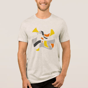 Yellow Orange Grey Black Geometric Shapes Oval Tri-Blend Shirt