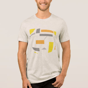 Yellow Orange Grey Oval Geometric Shapes Abstract Tri-Blend Shirt