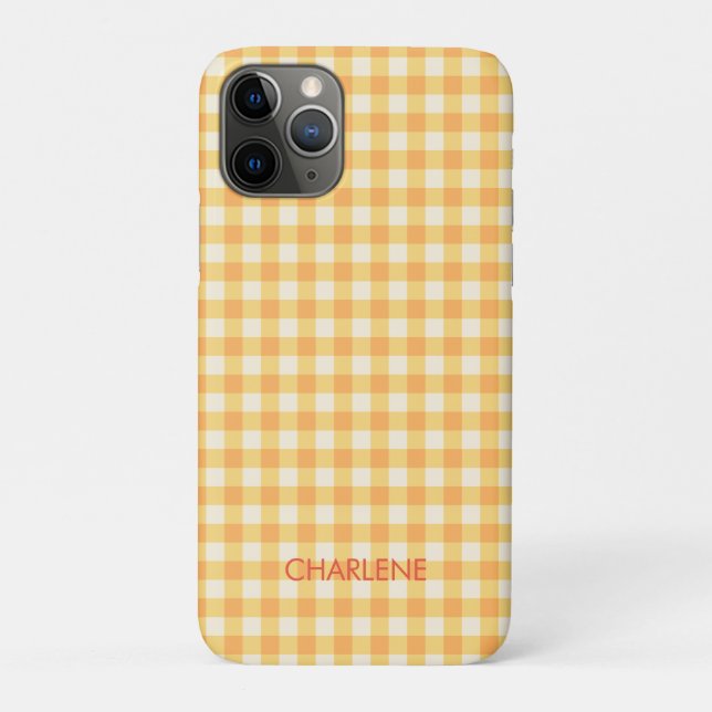 Yellow Orange Ish Preppy Gingham Plaid Case-Mate iPhone Case (Back)