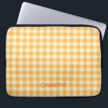 Yellow Orange Ish Preppy Gingham Plaid Laptop Sleeve<br><div class="desc">Modern and trendy gingham plaid pattern in summer favourite yellow and peach orange colour.</div>