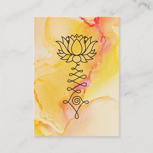 *~* Yellow Orange Lotus Reiki Healing Yoga Nirvana Business Card (Front)