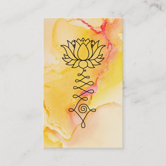 *~* Yellow Orange Lotus Reiki Healing Yoga Reiki Business Card (Front)