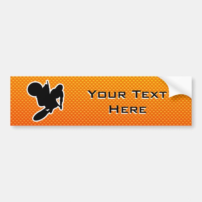 Yellow Orange Motocross Whip Bumper Sticker (Front)