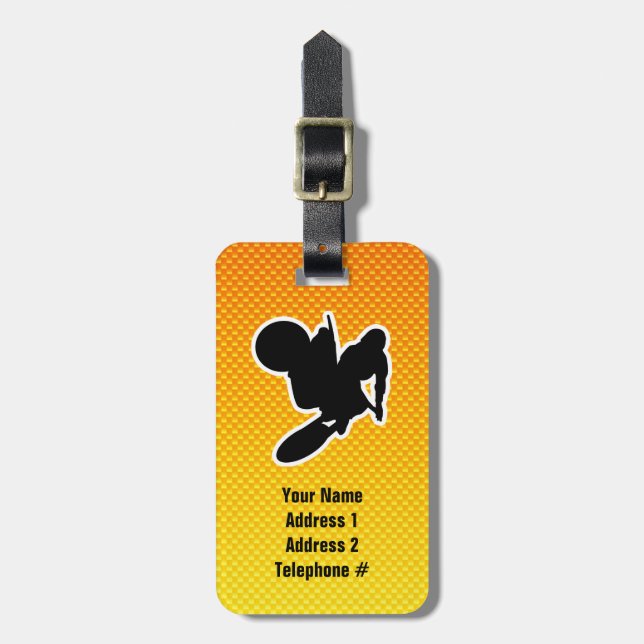 Yellow Orange Motocross Whip Luggage Tag (Front Vertical)
