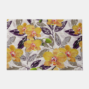 Yellow orange orchids. doormat