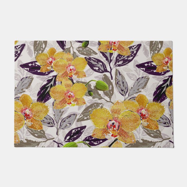 Yellow orange orchids.  doormat (Front)