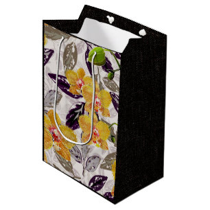Yellow orange orchids. medium gift bag