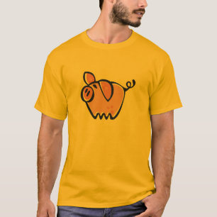 Yellow Orange Pig T-Shirt