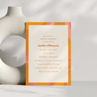 Yellow Orange Pink Abstract Marble Bridal Shower