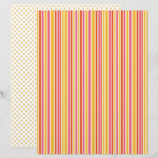Yellow, Orange Pink Striped & Polka Dots Scrapbook
