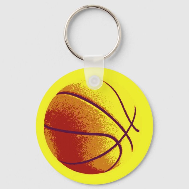 Yellow Orange Pop Art Basketball Key Ring (Front)