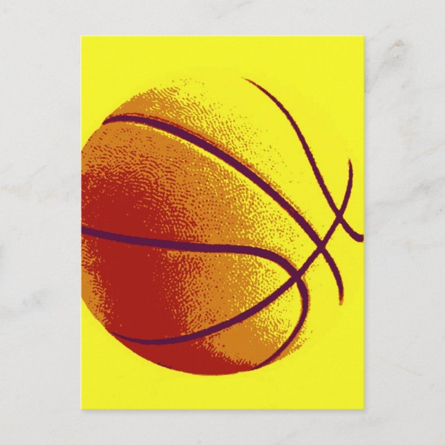 Yellow Orange Pop Art Basketball Postcard (Front)