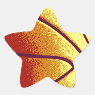Yellow Orange Pop Art Basketball Star Sticker