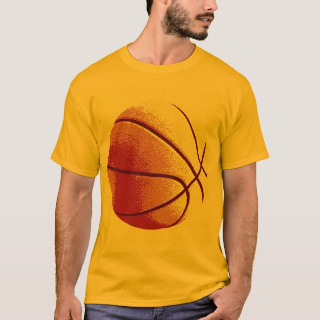 Yellow Orange Pop Art Basketball T-Shirt (Front)