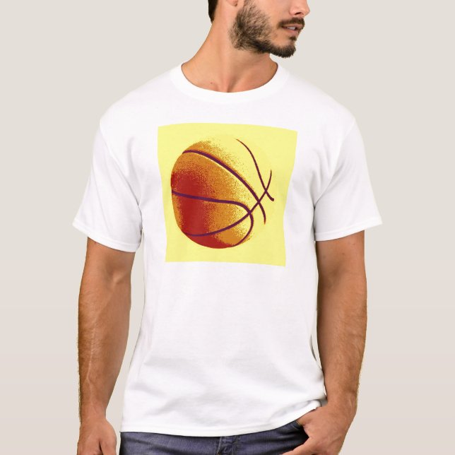 Yellow Orange Pop Art Basketball T-Shirt (Front)