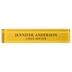 Yellow Orange Professional Modern Plain Minimalist Nameplate