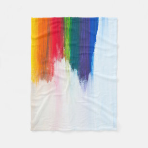Yellow, orange, red, green, and blue abstract pain fleece blanket