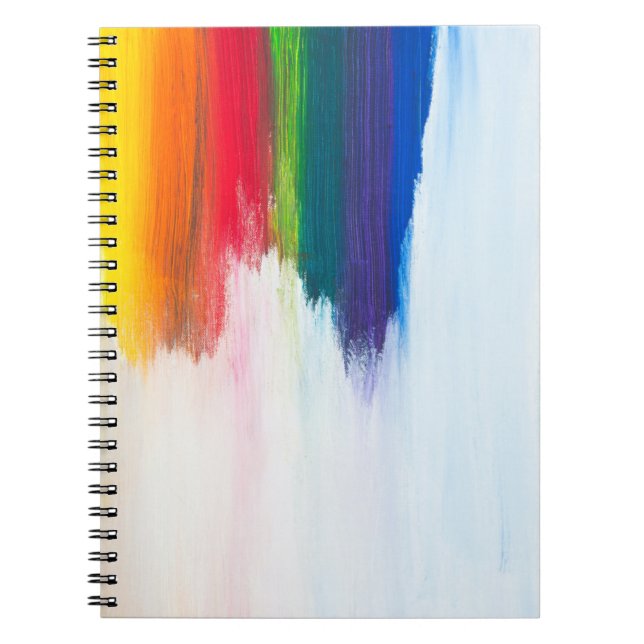 Yellow, orange, red, green, and blue abstract pain notebook (Front)