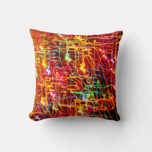 Yellow Orange Red Green Blue Pink Abstract Lights Cushion