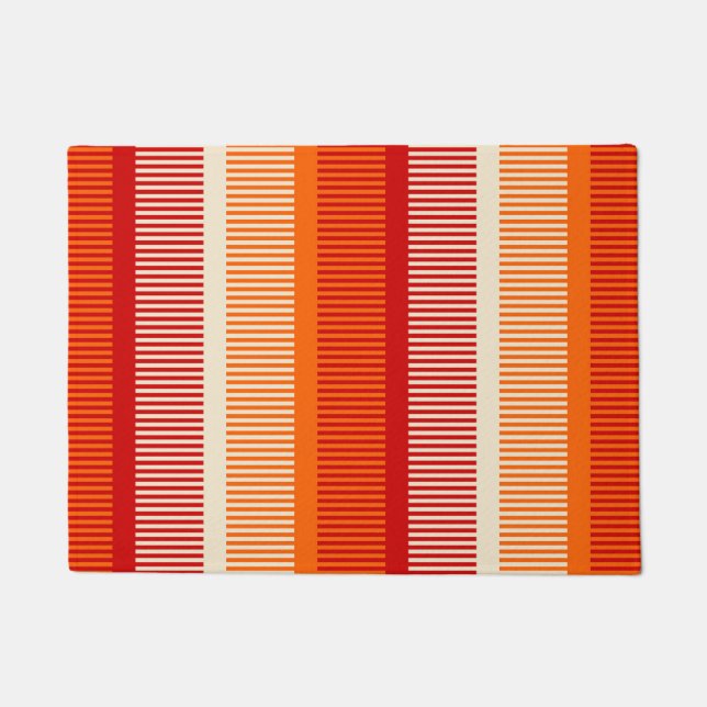 Yellow Orange Red Striped Pattern Doormat (Front)