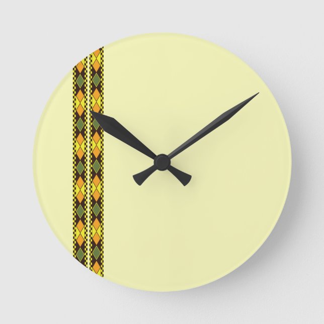 Yellow Orange Seamless Design Round Clock (Front)