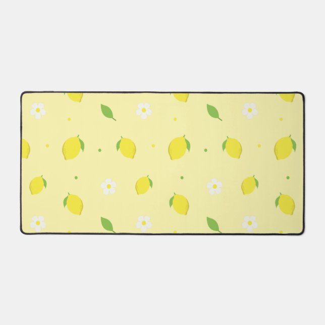 Yellow Orange Seamless Pattern with White Flowers  Desk Mat (Front)