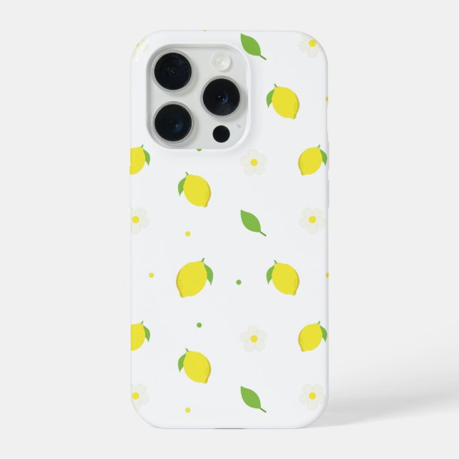 Yellow Orange Seamless Pattern with White Flowers  iPhone Case (Back)