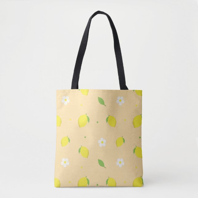 Yellow Orange Seamless Pattern with White Flowers  Tote Bag (Front)