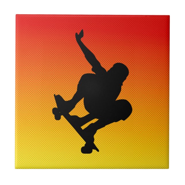Yellow Orange Skateboarding Tile (Front)