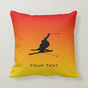 Yellow Orange Snow Skiing Cushion