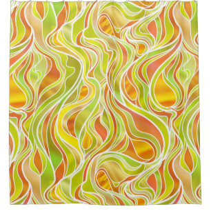 Yellow Orange Stained Glass Abstract Shower Curtain