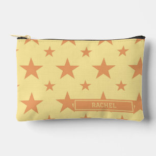 Yellow Orange Stars Pattern Constellation Pencil Accessory Pouch