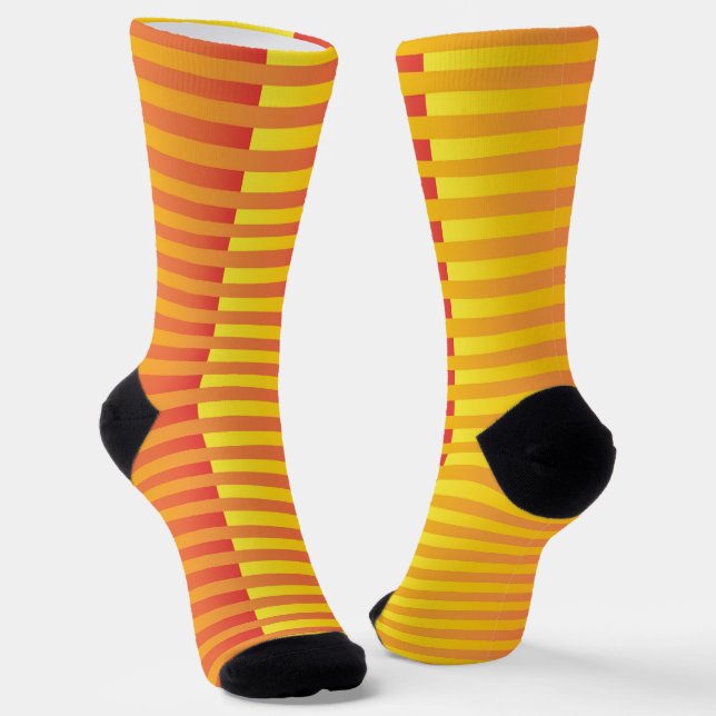 Yellow Orange Striped Pattern Socks (Angled)
