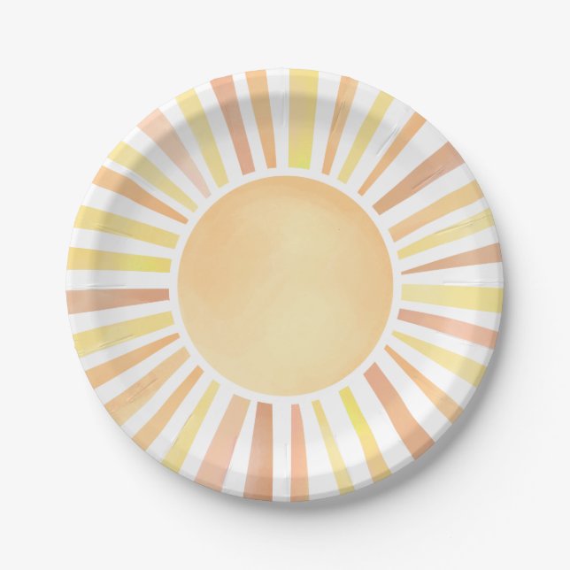 Yellow Orange Sun Paper Plate (Front)