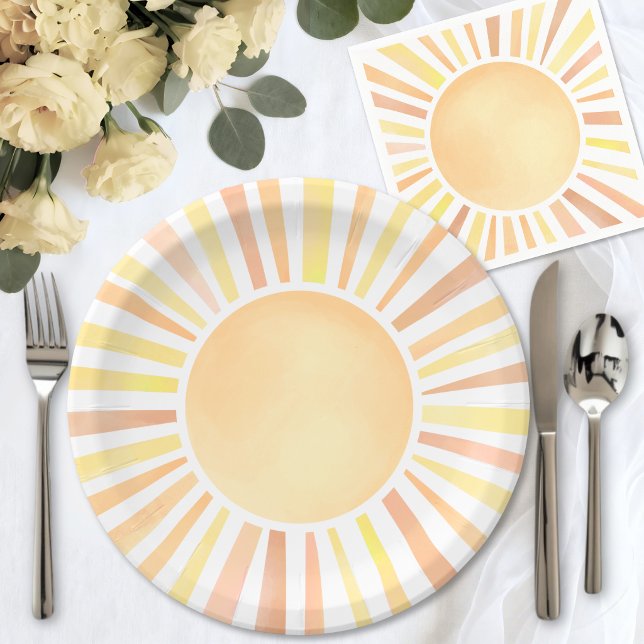 Yellow Orange Sun Paper Plate (Yellow Orange Sun Paper Plates )