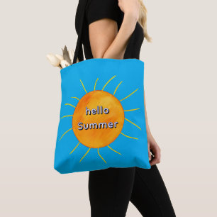 Yellow Orange Sunshine Hello Summer Tote Bag