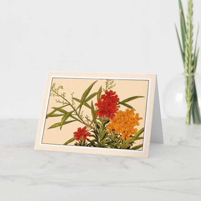 Yellow & Orange Wallflowers, Botanicals Art Card (Front)