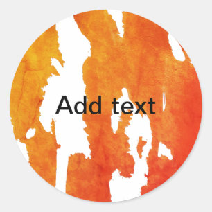 Yellow orange watercolor add text abstract paintin classic round sticker