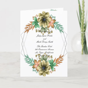 Yellow Orange Watercolor Floral Wedding Program Holiday Card