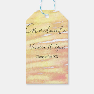 Yellow orange watercolor graduation add name year  gift tags