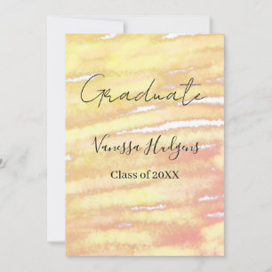 Yellow orange watercolor graduation add name year invitation