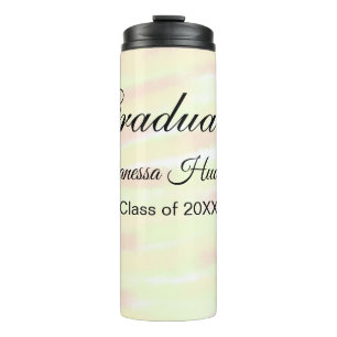 Yellow orange watercolor graduation add name year thermal tumbler