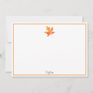 Yellow Orange Watercolor Maple Leaf Card