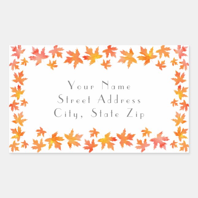  Yellow Orange Watercolor Maple Leaves Garland    Rectangular Sticker (Front)