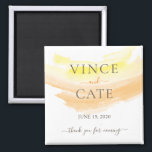 Yellow Orange Watercolor Splash Wedding Magnet<br><div class="desc">Personalise this bright and playful yellow orange watercolor splash themed wedding magnet. Perfect give away gifts for your guests on your wedding.</div>