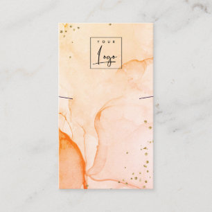 Yellow Orange Watercolor Texture Necklace Display Business Card