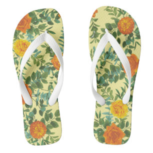 Yellow Orange Wedding Floral Jandals