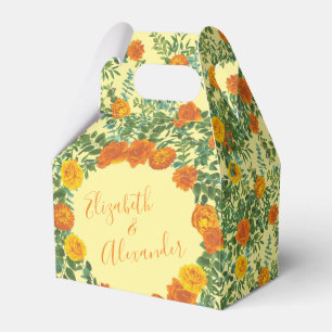 Yellow Orange Wedding Floral Roses Favour Box